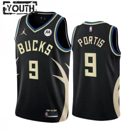 Camiseta Niños NBA Milwaukee Bucks Bobby Portis JR 9 2022-23 Jordan Statement Edition Negro Swingman